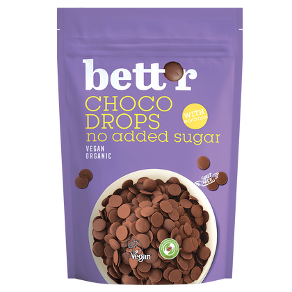 Ekologiški šokolado lašeliai (choco drops) be pridėtinio cukraus