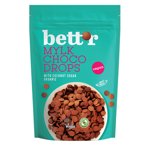 Ekologiški šokolado lašeliai (drops) MYLKY