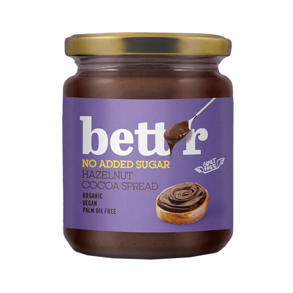 Ekologiškas lazdyno riešutų ir kakavos kremas, be pridėtinio cukraus