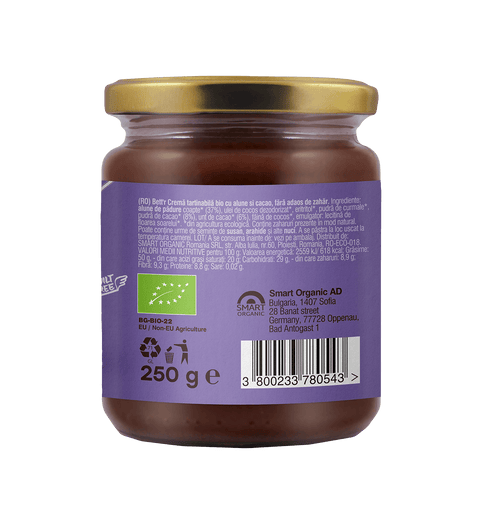 Ekologiškas lazdyno riešutų ir kakavos kremas, be pridėtinio cukraus