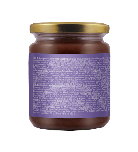Ekologiškas lazdyno riešutų ir kakavos kremas, be pridėtinio cukraus