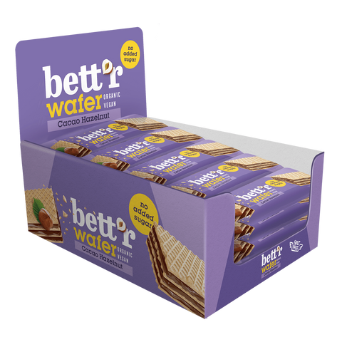 Ekologiškas vaflis su lazdyno riešutų kakavos kremu, be pridėtinio cukraus
