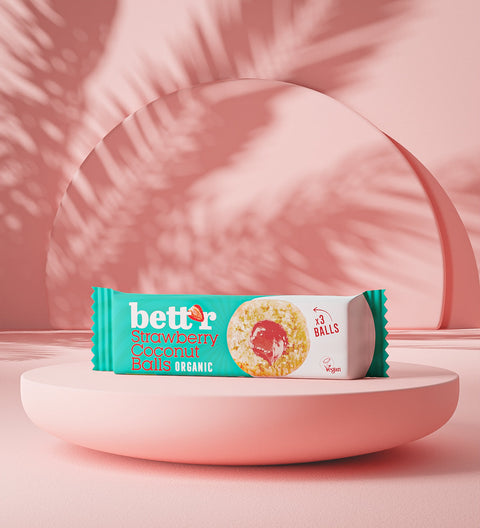 Ekologiški vaisių rutuliukai su kokosų ir braškių įdaru