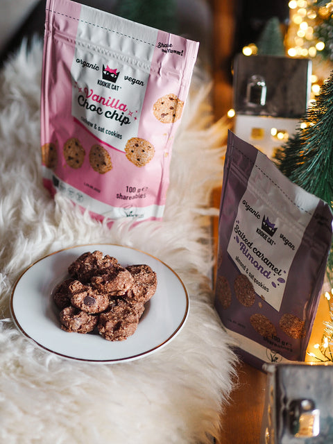Ekologiški mini sausainiai „Double Choc Walnut“