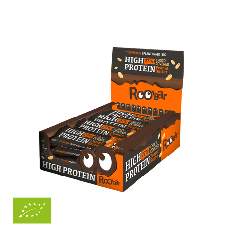 Ekologiškas šokoladu aplietas baltymų batonėlis su žemės riešutais