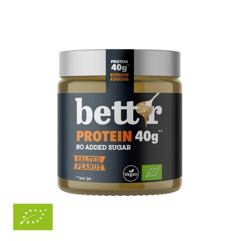 Ekologiškas baltymų kremas su sūdytais žemės riešutais, be pridėtinio cukraus