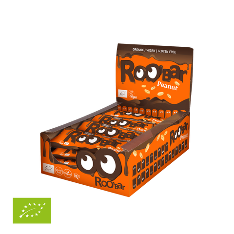 Ekologiškas šokoladu padengtas žemės riešutų batonėlis