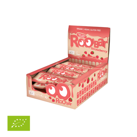 Ekologiškas rožinis šokoladu dengtas braškinis batonėlis