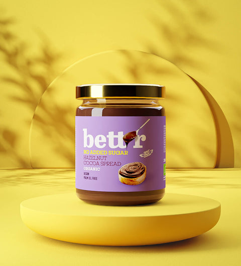 Ekologiškas lazdyno riešutų ir kakavos kremas, be pridėtinio cukraus