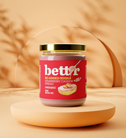 Ekologiškas braškių ir anakardžių kremas, be pridėtinio cukraus