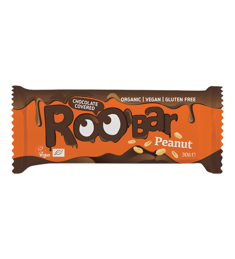 Ekologiškas šokoladu padengtas žemės riešutų batonėlis