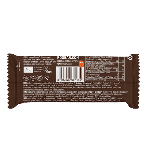 Ekologiškas šokoladu padengtas žemės riešutų batonėlis