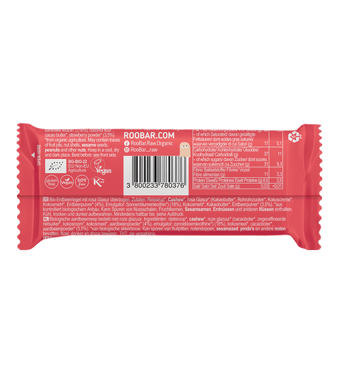 Ekologiškas rožinis šokoladu dengtas braškinis batonėlis