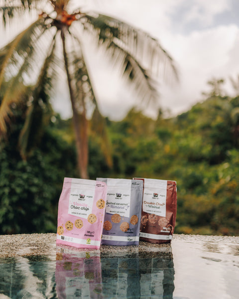 Ekologiški mini sausainiai su sūdytos karamelės ir migdolų skoniu