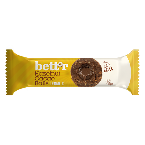 Ekologiški vaisių rutuliukai su lazdyno riešutų ir kakavos įdaru