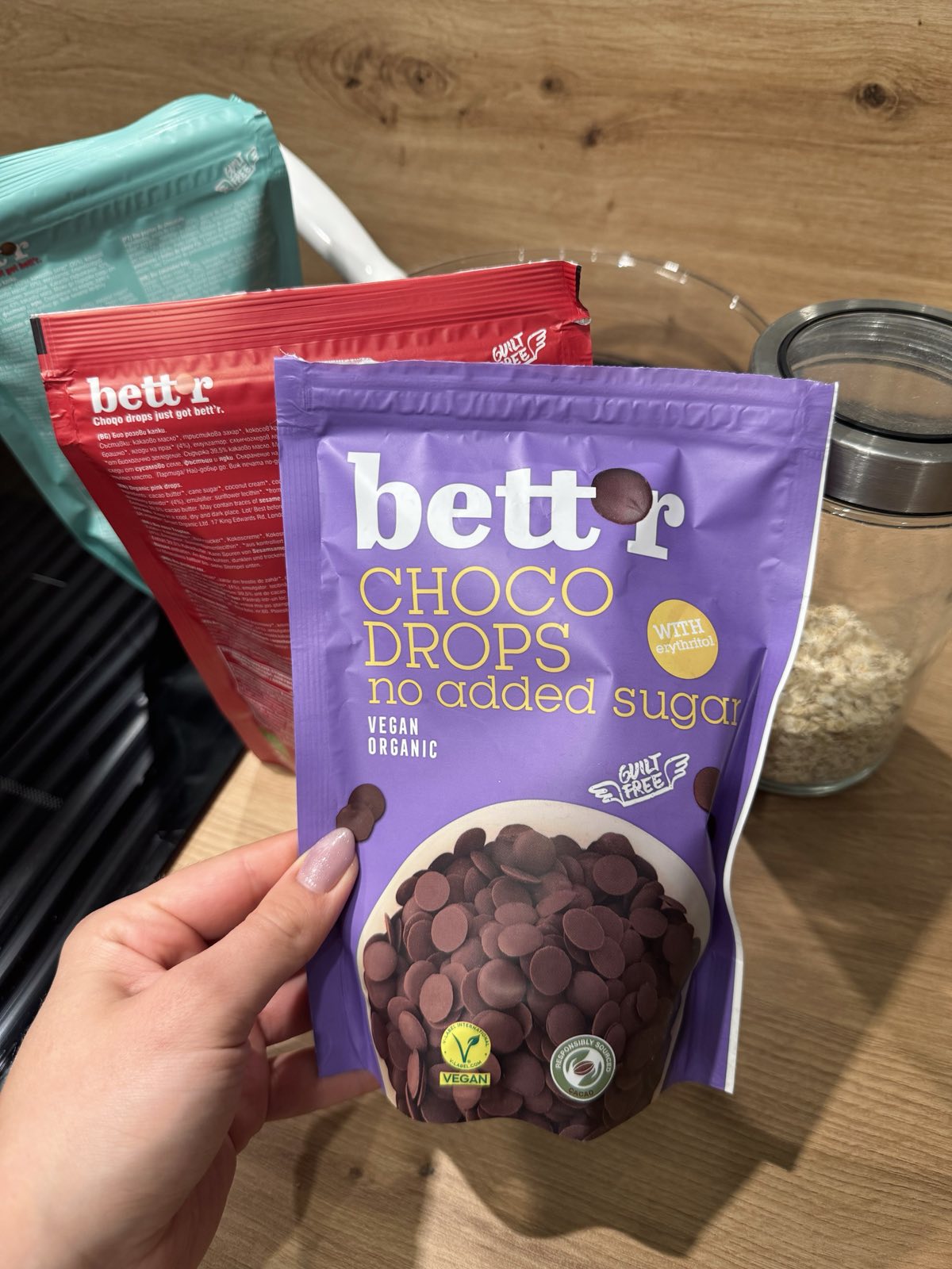 CHOCO DROPS su eritritoliu, Bett'r, 200g – Bettr Food Lietuva