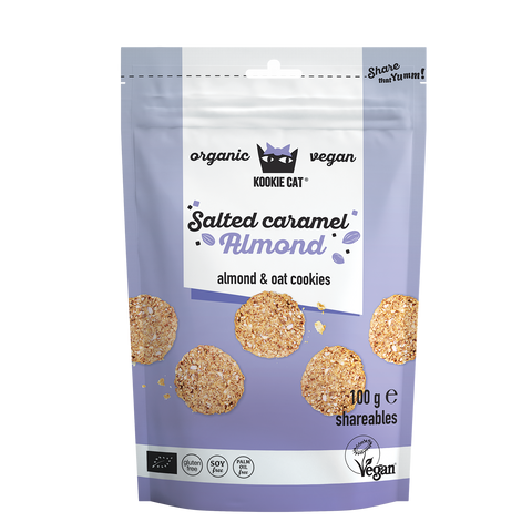 Ekologiški mini sausainiai su sūdytos karamelės ir migdolų skoniu